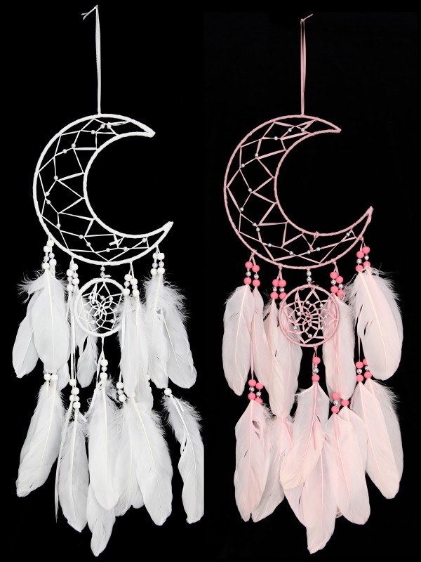 Pink/White Half Moon Dream Catcher